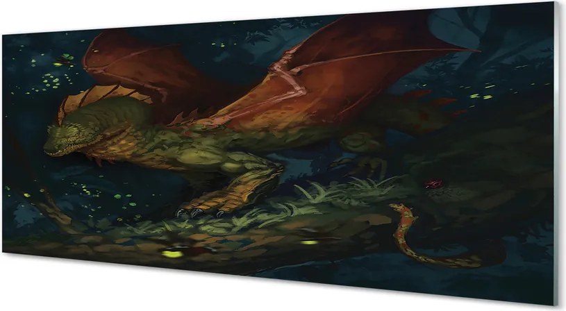Szklany Panel Leśny Smok w Gęstwinie