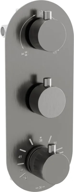 Mexen Kai termostatyczna bateria wannowo-prysznicowa 3-wyjściowa,  gun gray szczotkowany - 77603-66