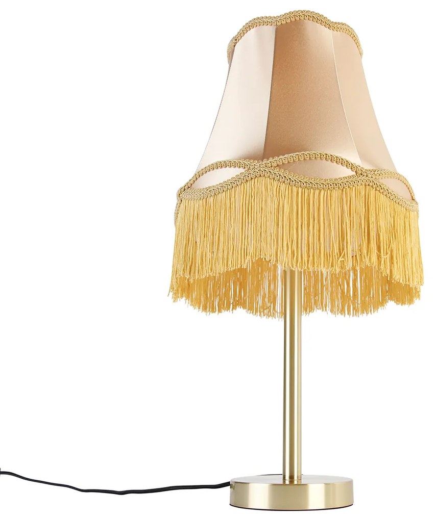 Klasyczna lampa stołowa mosiądz z abażurem Granny złoto 30 cm - Simplo klasyczny/Antyczny Oswietlenie wewnetrzne