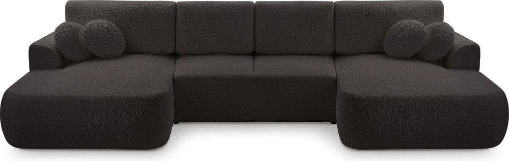 Masseno Narożnik FILO z funkcją spania i pojemnikiem na pościel Narozniki U, Rozkładana sofa - Czarny, CORAL 60