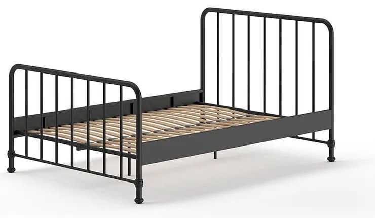 Czarne metalowe łóżko ze stelażem 140x200 cm BRONXX – Vipack