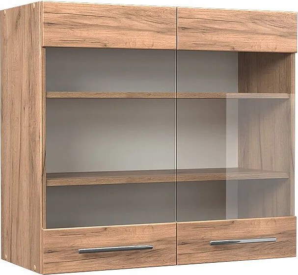 Szklana szafka kuchenna złoty dąb energetyczny 80x34.1x72 fame-line