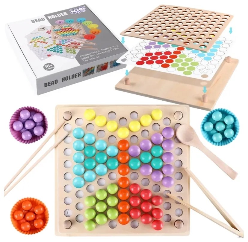 Woopie kolorowe kulki układanka montessori mozaika sorter