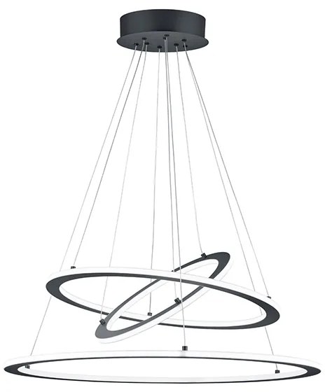 Lampa wisząca szara z LED-em 3-stopniowy ściemniacz 3-światła - TijnDesignerski Oswietlenie wewnetrzne