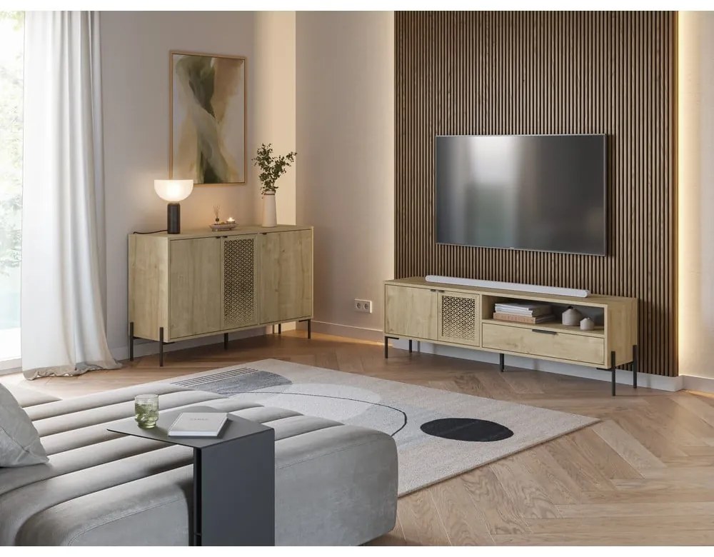Szafka pod TV w dekorze dębu 160x50 cm Inca – Marckeric