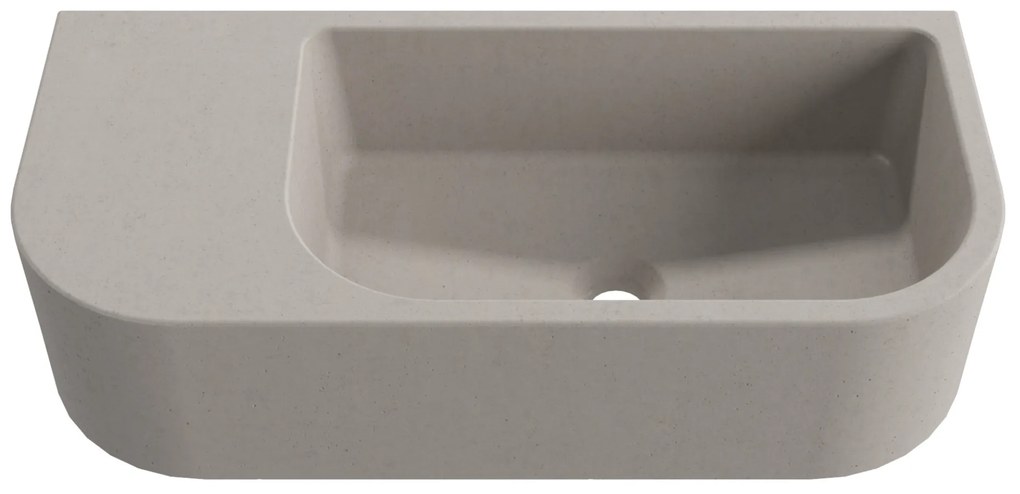 Umywalka betonowa wisząca / nablatowa półokrągła z półką bez otworu na baterię 65 x 30 cm LARMO | różne kolory : Kolor - Cappuccino, Typ montażu - podwieszana
