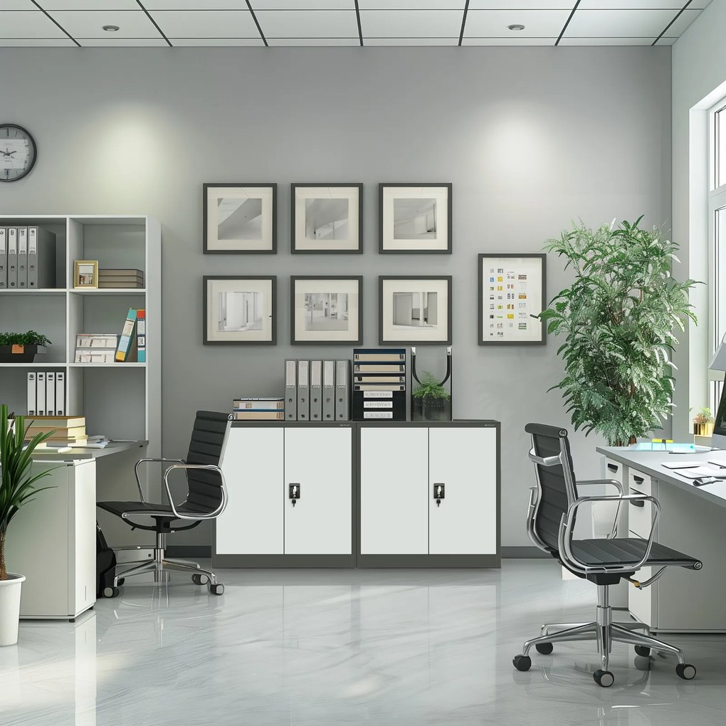 Szafka biurowa na dokumenty Beata 90x40x93 cm antracyt/biały