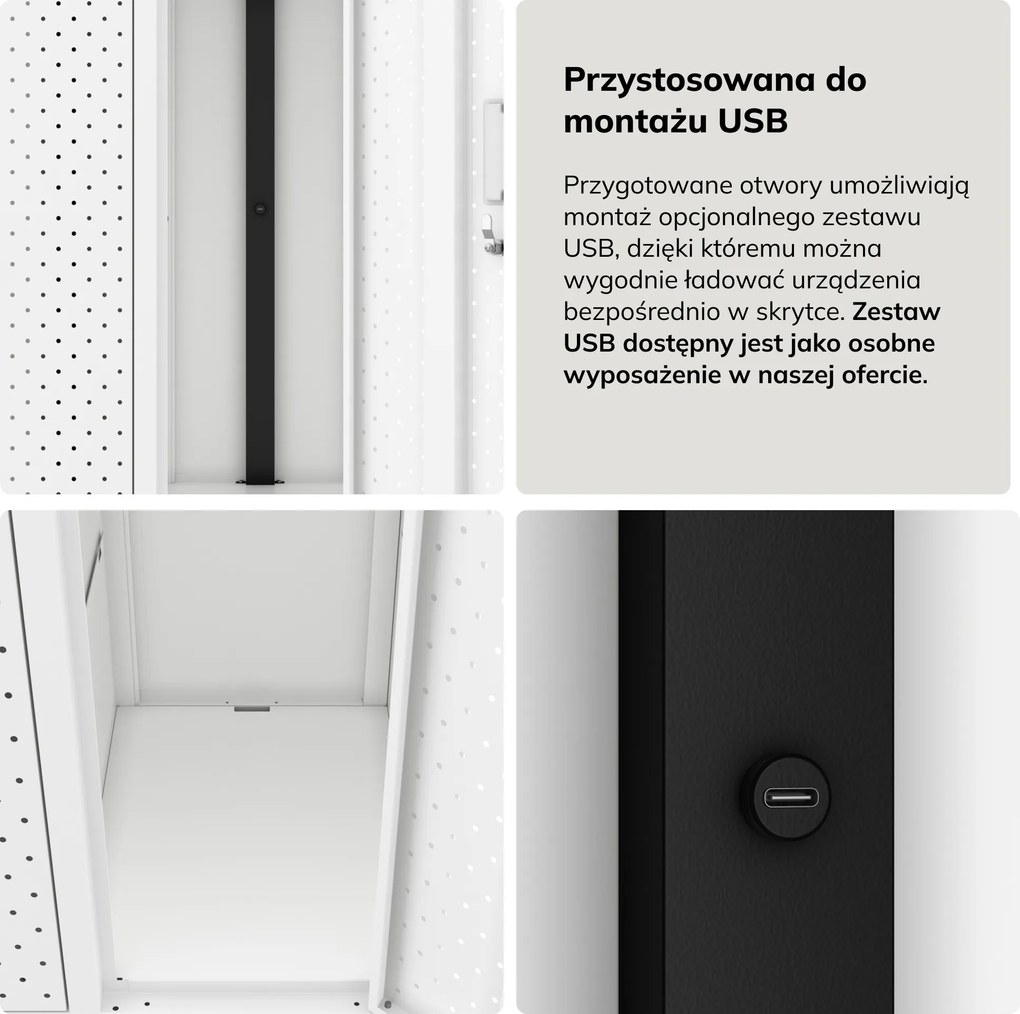 Szafka BHP ubraniowa, skrytkowa, perforowana, 10 skrytek, biała, 1360x1720x450 mm: BARTEK PRO