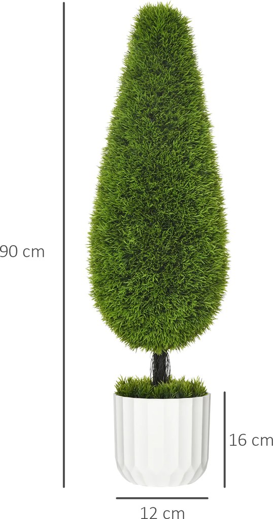 HOMCOM Sztuczna roślina cyprys 2 sztuki 90 cm dekoracyjne drzewka w doniczkach do domu i biura | Aosom PL