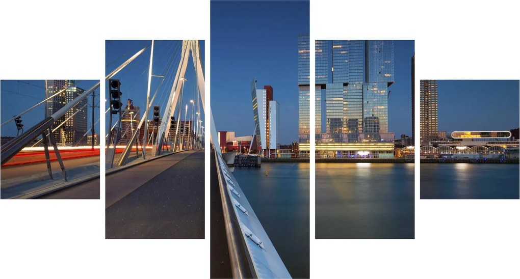 Obraz - Zmierzch w Rotterdamie, Holandia (125x70 cm)