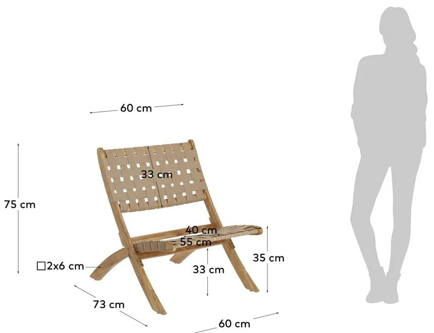 Beżowy drewniany fotel ogrodowy – Kave Home