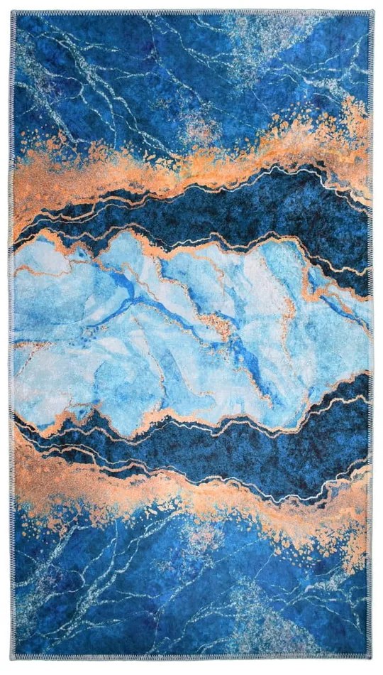 Niebiesko-złoty chodnik 200x80 cm – Vitaus