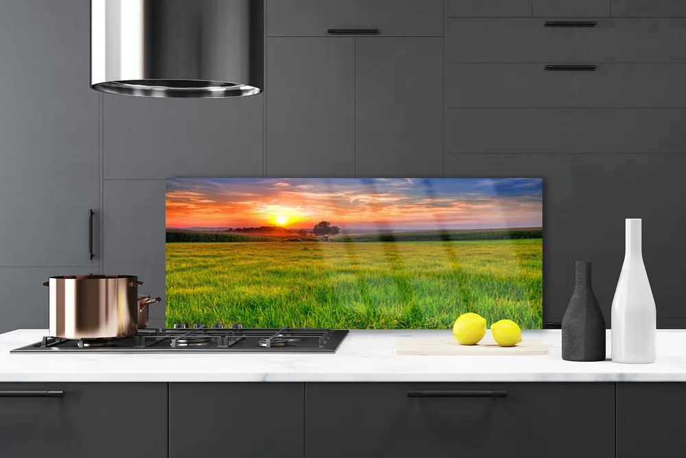 Szkło Ozdobne do Kuchni Słoneczna Polana o Poranku