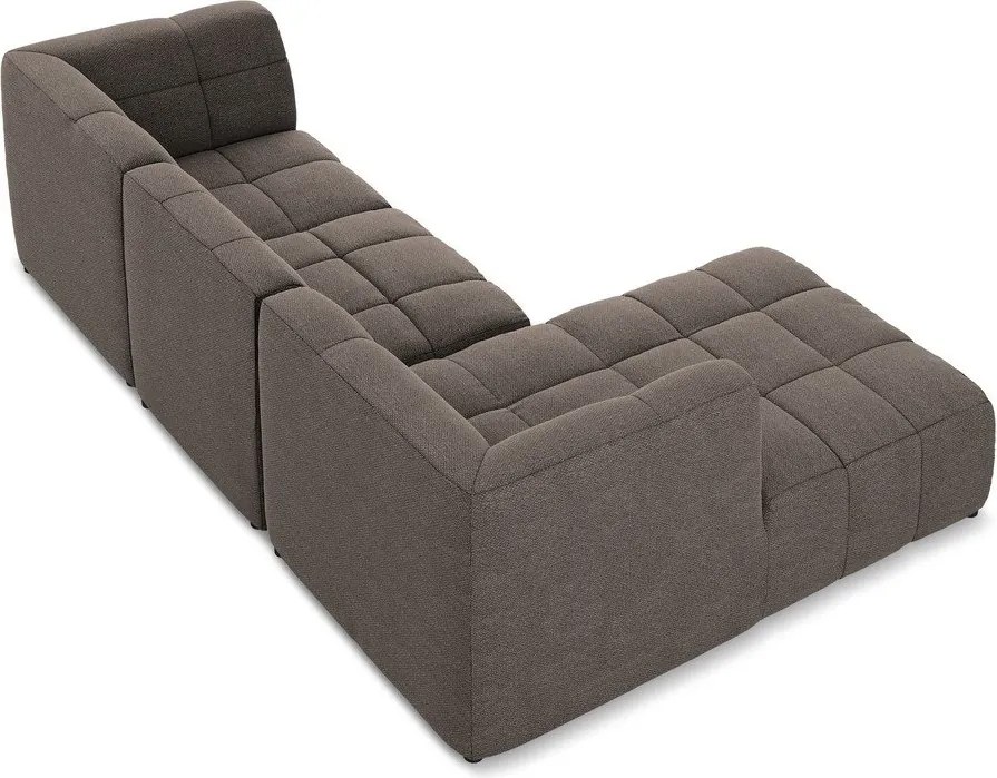 Brązowy narożnik z materiału bouclé (lewostronny/z szezlongiem) Aloha – Makamii