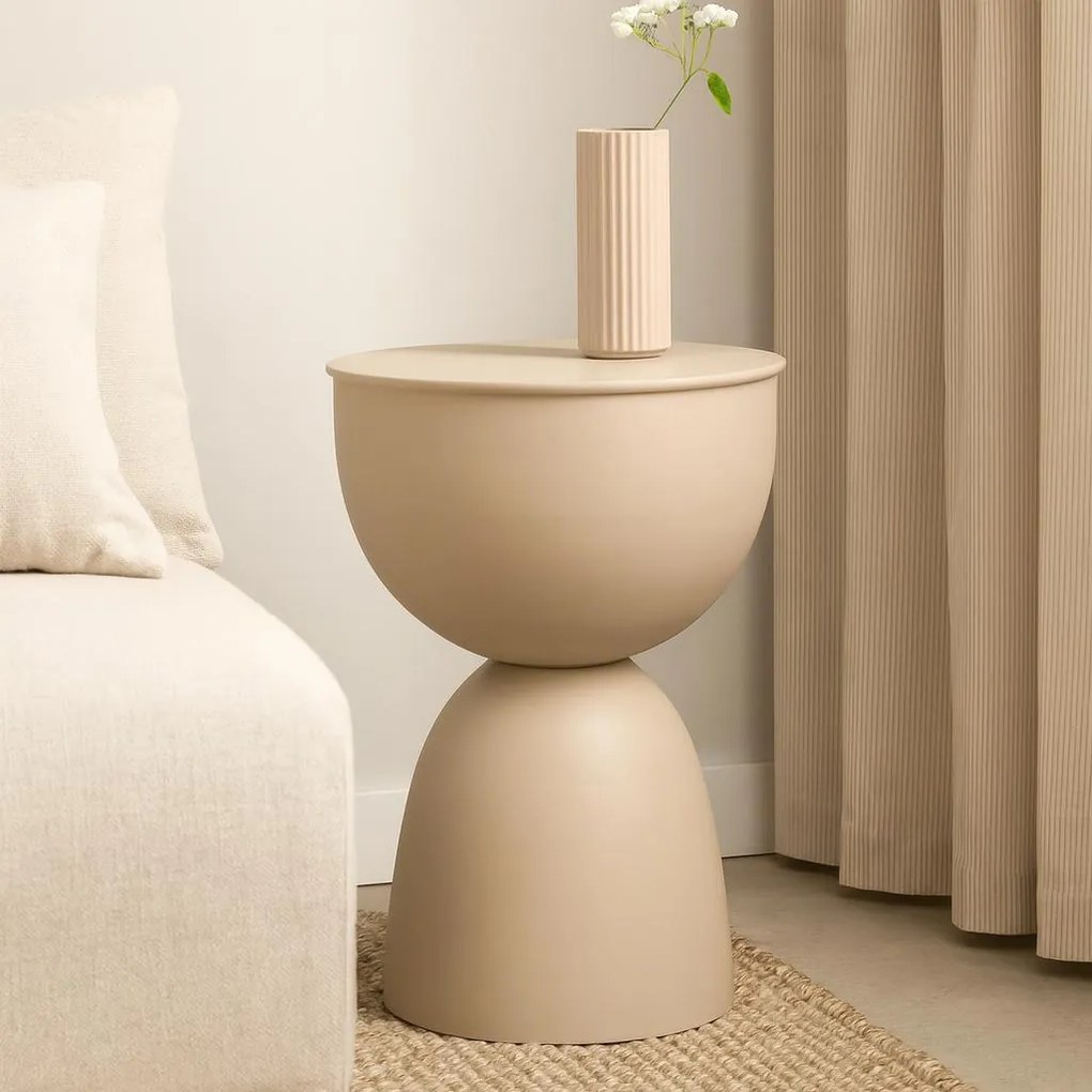 Metalowy stolik pomocniczy DUNE w kolorze piaskowym, 45,5 cm