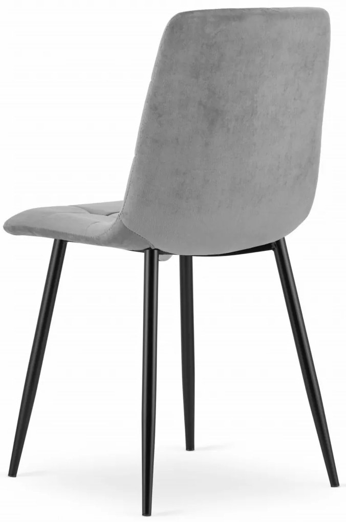 Krzesło aksamitne KARA jasnoszare na czarnych nogach
