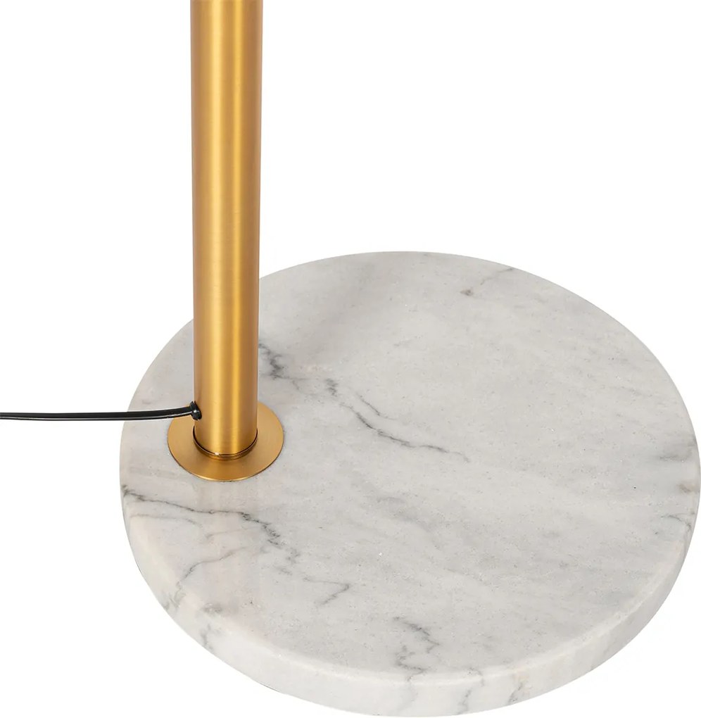 Lampa łukowa brązowa z marmurem i bursztynowym szkłem 3-punktowa - Nina