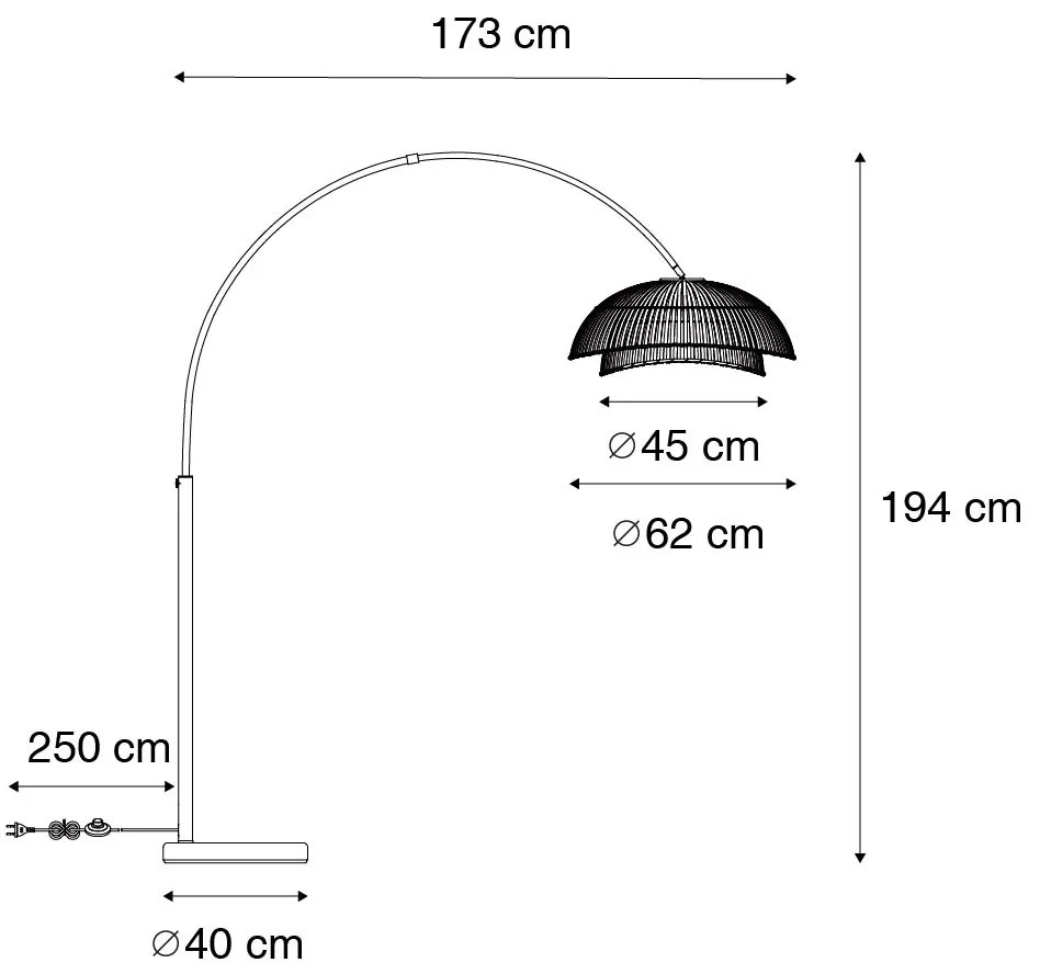 Luk Orientalna lampa łukowa czarny bambus - PuaKolonialny Oswietlenie wewnetrzne