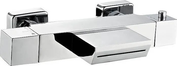 Termostatyczna bateria wannowo-prysznicowa Karen ROUSSEAU, korpus mosiężny chromowany, głowice ceramiczne, metalowa rączka, rozstaw 150 mm