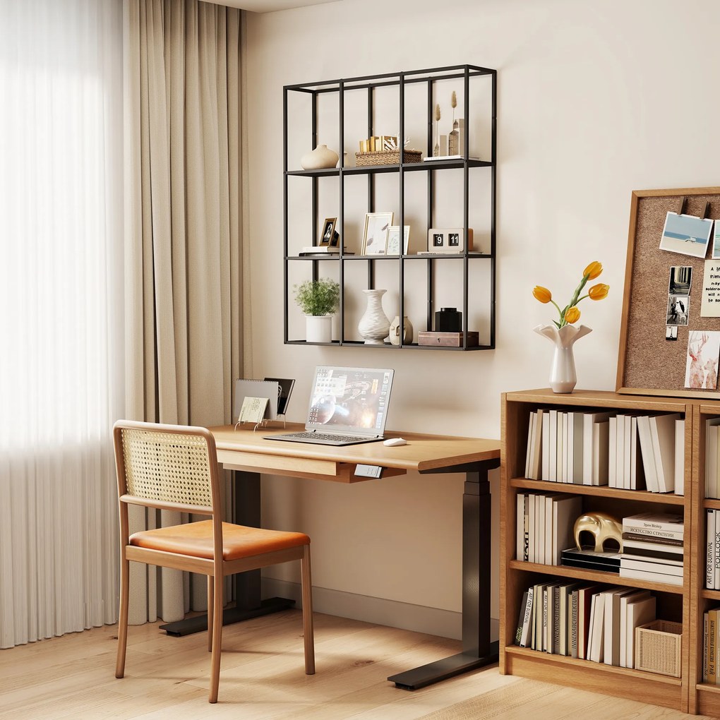 HOMCOM Industrialny Wiszący Regał z 9 Przegrodami, Metalowy Regał na Kolekcje, Idealny do Dekoracji Wnętrz, Czarny | Aosom PL