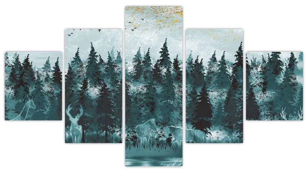 Obraz - Zwierzęta w lesie (125x70 cm)