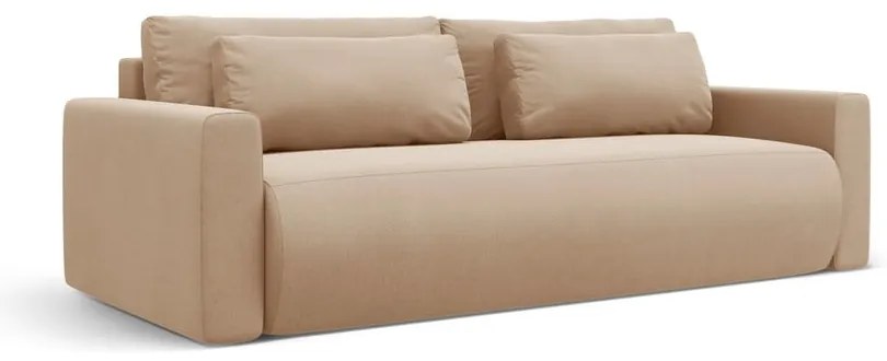 Jasnobrązowa aksamitna rozkładana sofa ze schowkiem 238 cm Belfast – Cosmopolitan Design
