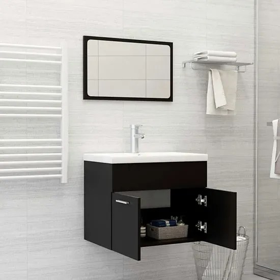 Komplet czarnych mebli do łazienki z umywalką 60 cm E2-T43