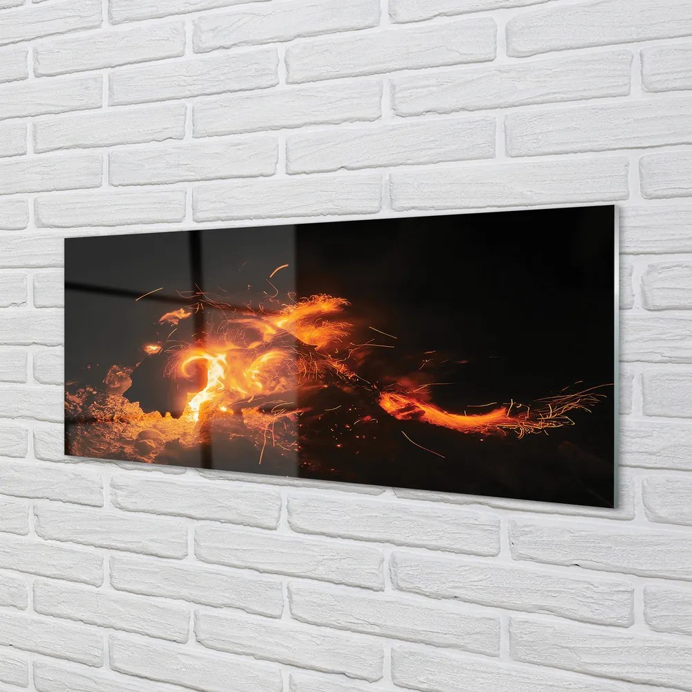 Szklany Panel Ogień z Pyska Smoka