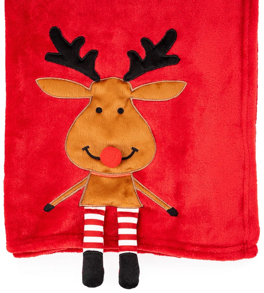 4Home Świąteczny koc Happy Reindeer, 150 x 200 cm
