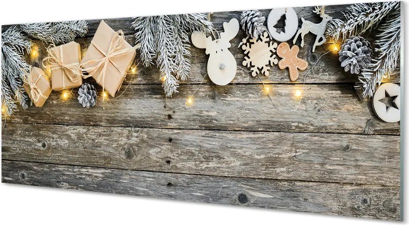 Panel szklany do Kuchni Gałązki Jodły i Prezenty