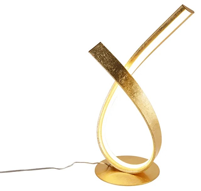 Designerska lampa stołowa złota 38,5 cm z LED i ściemniaczem - BelindaDesignerski Oswietlenie wewnetrzne