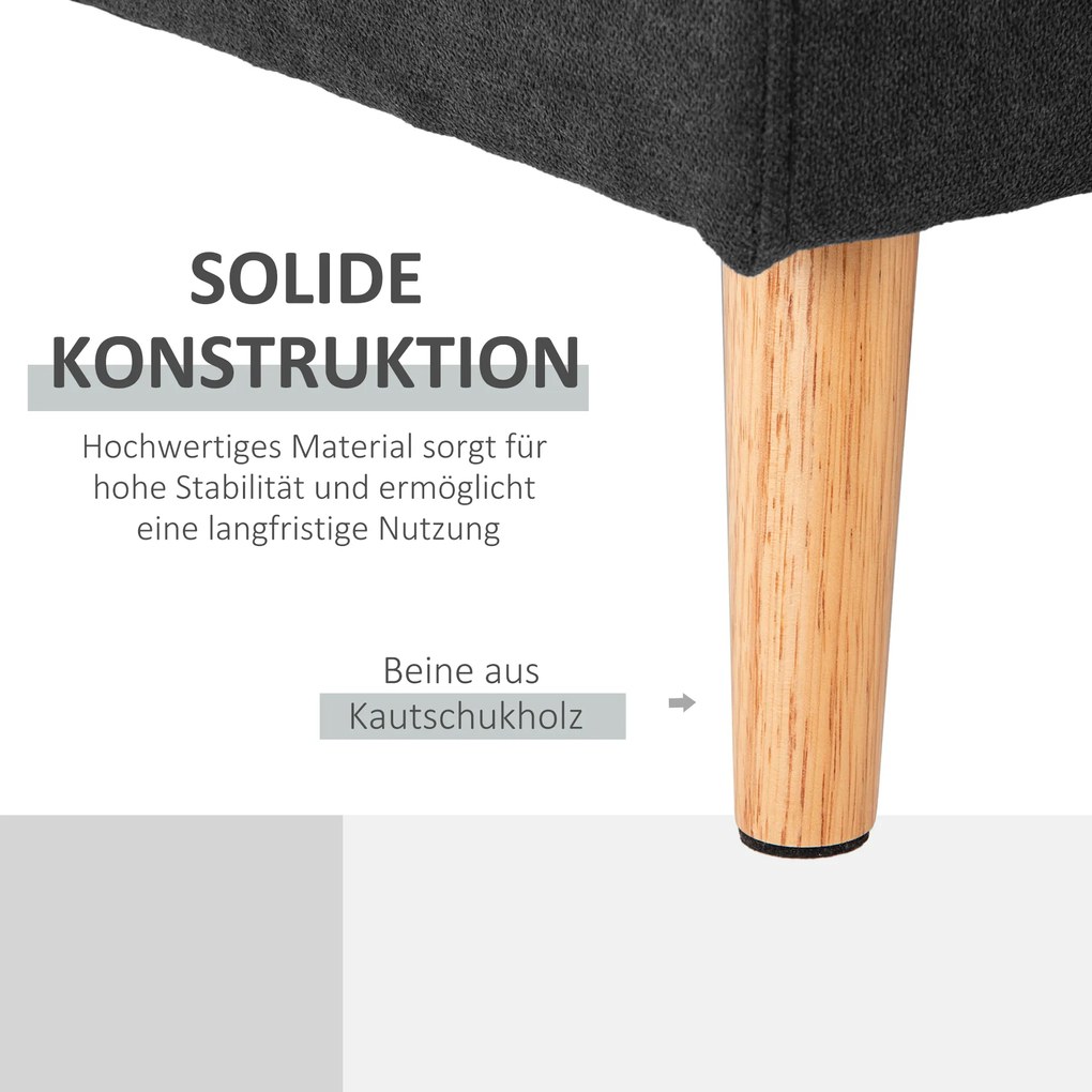 HOMCOM Narożnik L lniany styl Czarna kanapa 3-osobowa Komfortowa i stylowa Tapicerka tkaninowa 193x136x85 cm | Aosom PL