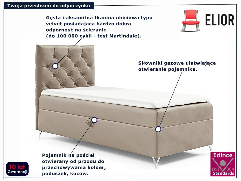 Szaro-różowe pojedyncze łóżko kontynentalne 3 rozmiary F6-W75