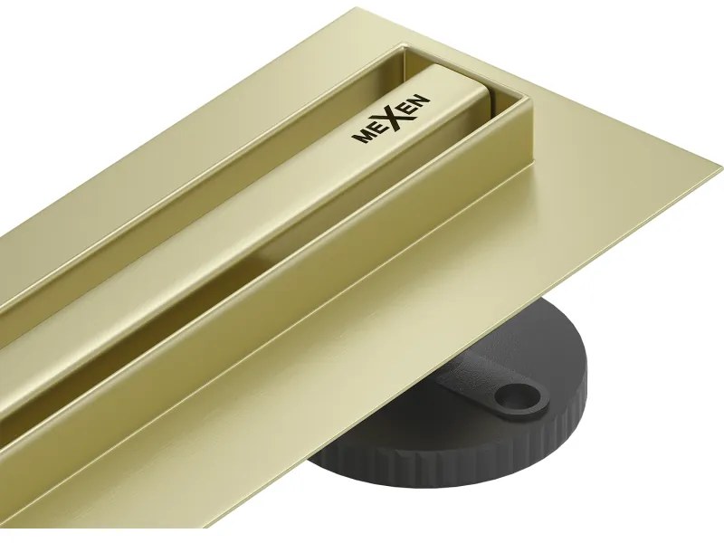 Mexen Flat 360° Slim odpływ liniowy obrotowy 60 cm, złoty szczotkowany - 1A41060