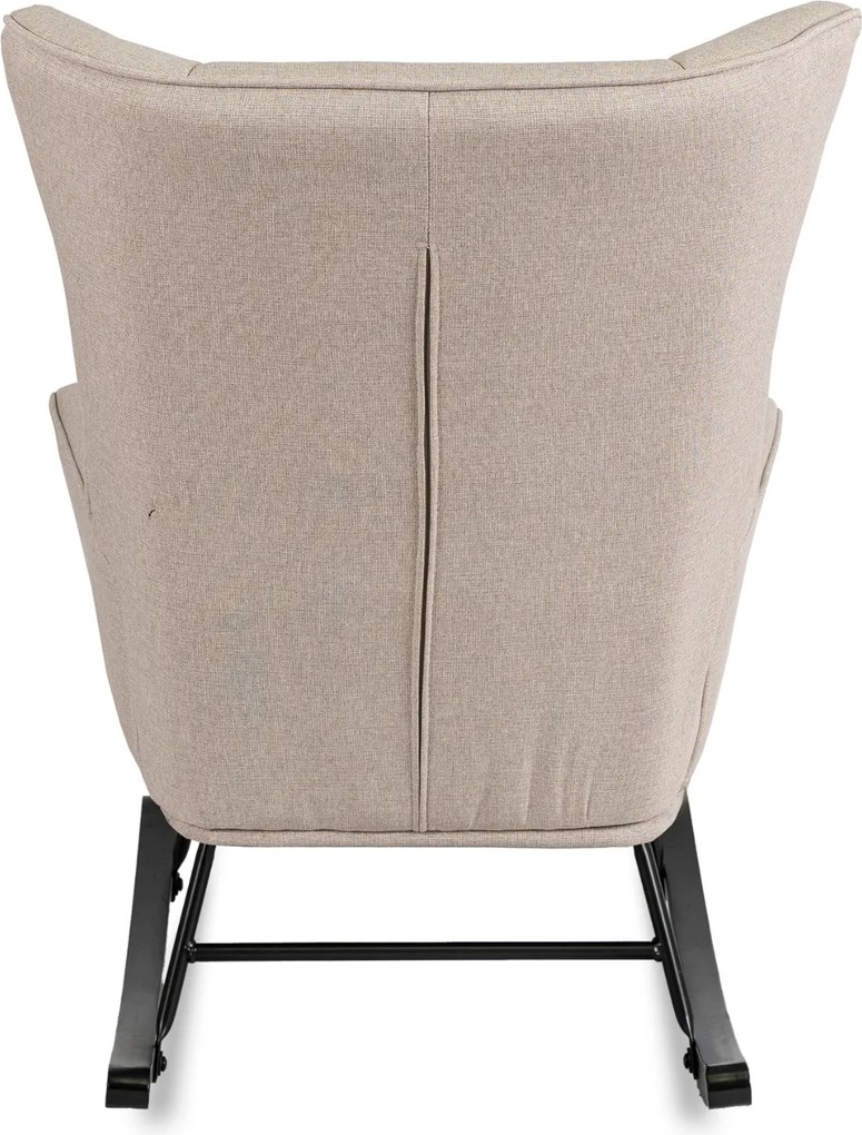 Fotel Bujany na Biegunach Uszak Wypoczynkowy JACKSON Beżowy do Salonu Nowoczesny