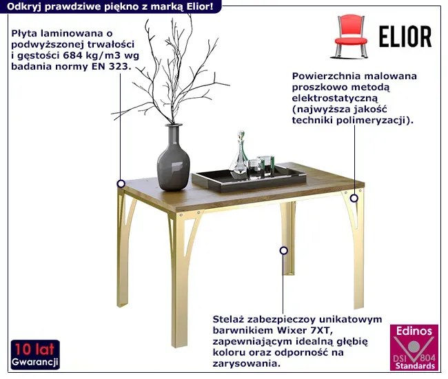 Skandynawski stolik kawowy złoty + dąb lancelot D4-Z23