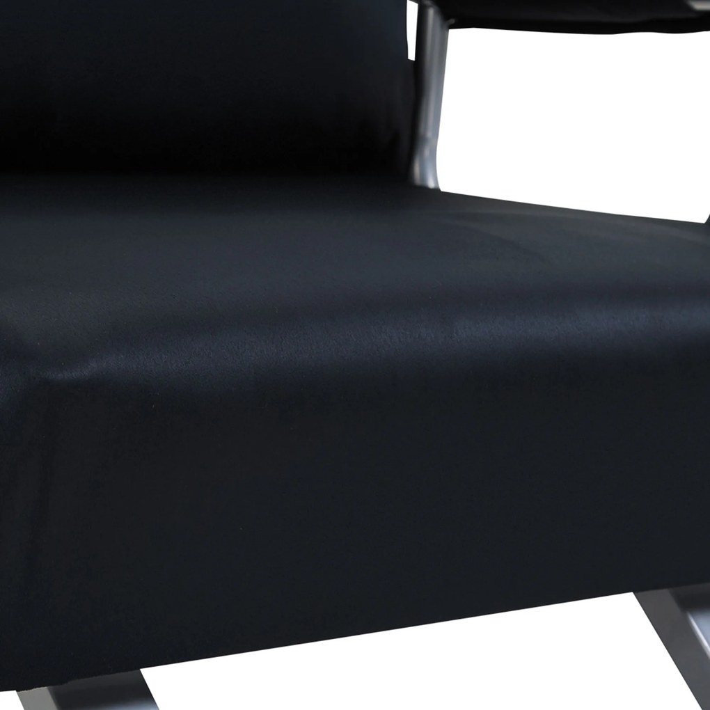 HOMCOM fotel z funkcją spania i łóżka sofa do spania 5-stopniowa regulacja oparcia do 120 kg 65x69x80 cm z poduszką czarny | Aosom PL