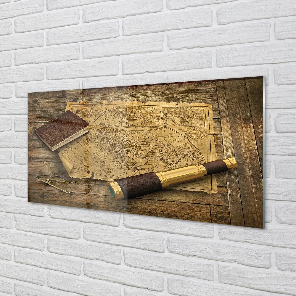 Szklany Panel Stara Mapa w Formie Zeszytu