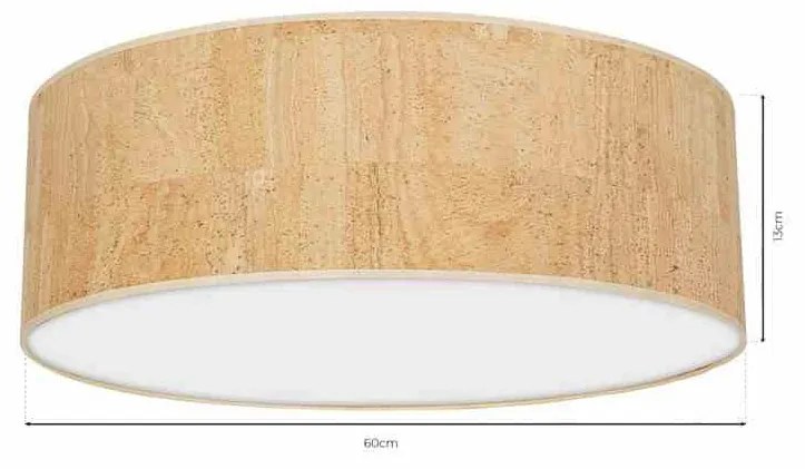 Lampa sufitowa korek, okrągła, biała CORK White/Cork 3xE27 Ø60cm