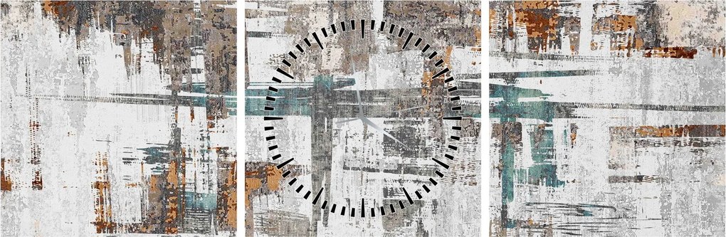 Obraz - Abstrakcyjne pociągnięcia (z zegarem) (90x30 cm)