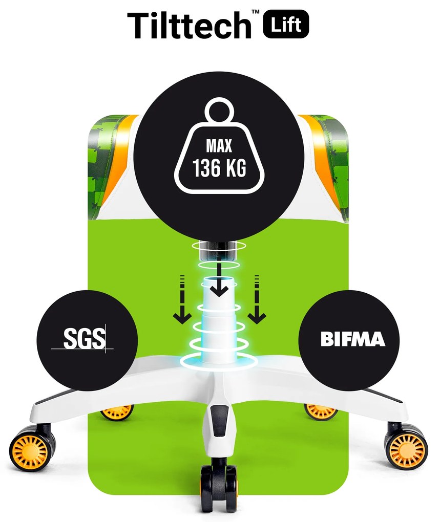 Fotel gamingowy Diablo X-One 2.0 Normal Size, Craft Edition, biało-zielony