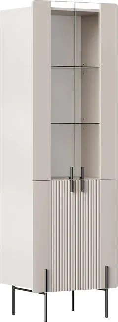 Witryna Malmi 60 cm czterodrzwiowa - kaszmir / czarne nóżki