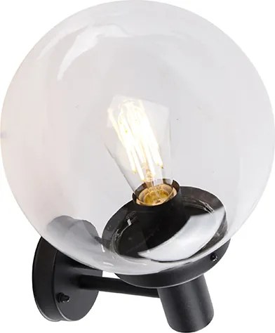 Zewnętrzna lampa ścienna czarna z plastikową kulą IP44 ze stali nierdzewnej - Sfera