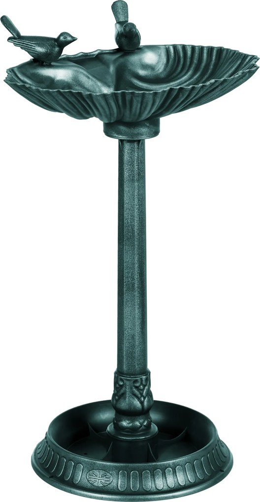 Outsunny Kąpielisko Dla Ptaków z Figurkami, 2 Baseny, Plastik, Antyczny Wygląd, 49,5 dł. x 38 szer. x 81 wys. cm, Ciemnozielony