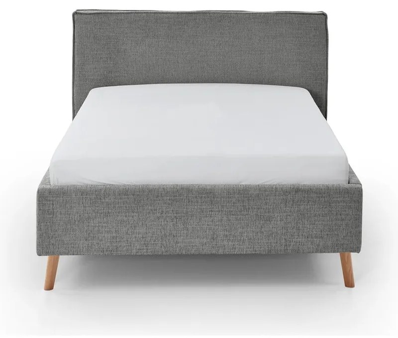 Szare tapicerowane łóżko dwuosobowe ze schowkiem i stelażem 140x200 cm Riva – Meise Möbel