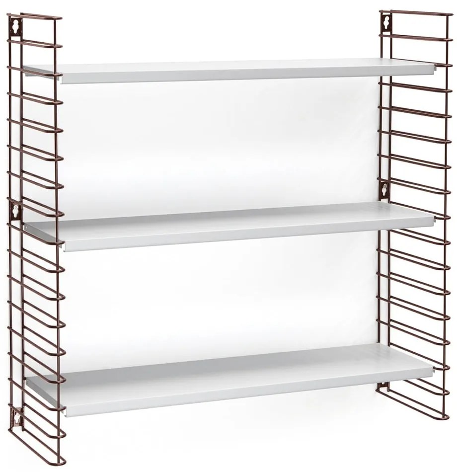 3-poziomowy regał w kolorze brązu z białymi półkami Metaltex Libro, szer. 70 cm