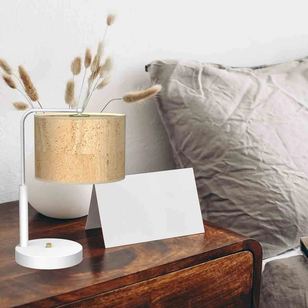 Lampa gabinetowa, na biurko, biurkowa, korek CORK White/Cork 1xE27