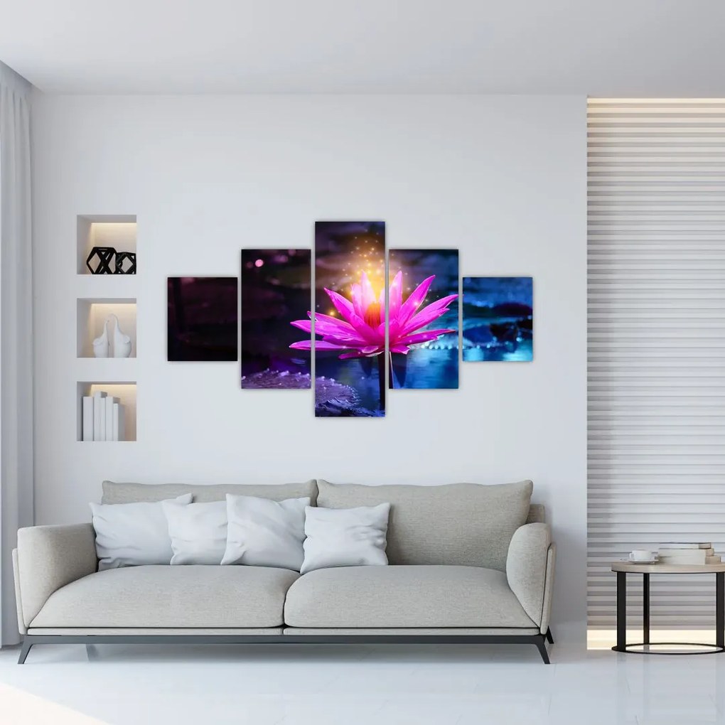 Obraz lilii wodnej na wodzie (125x70 cm)