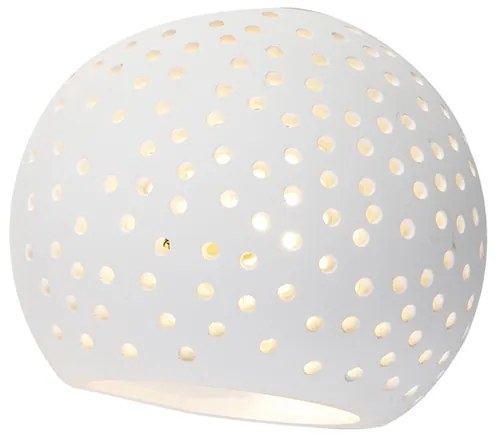 Vintage-inspirowana lampa ścienna z białego gipsu - Blur