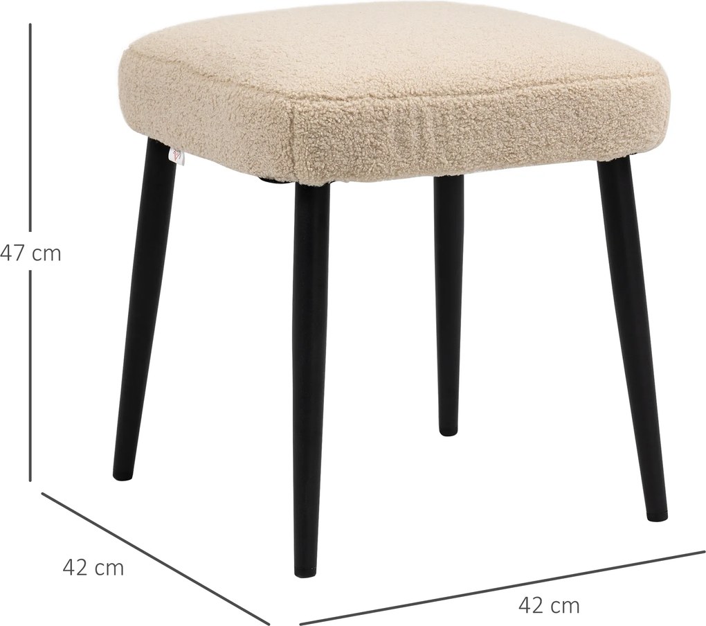 HOMCOM Pufa Kwadratowa do Makijażu w Odcieniu Kaszmir Beżowy 42x42x47cm | Aosom PL